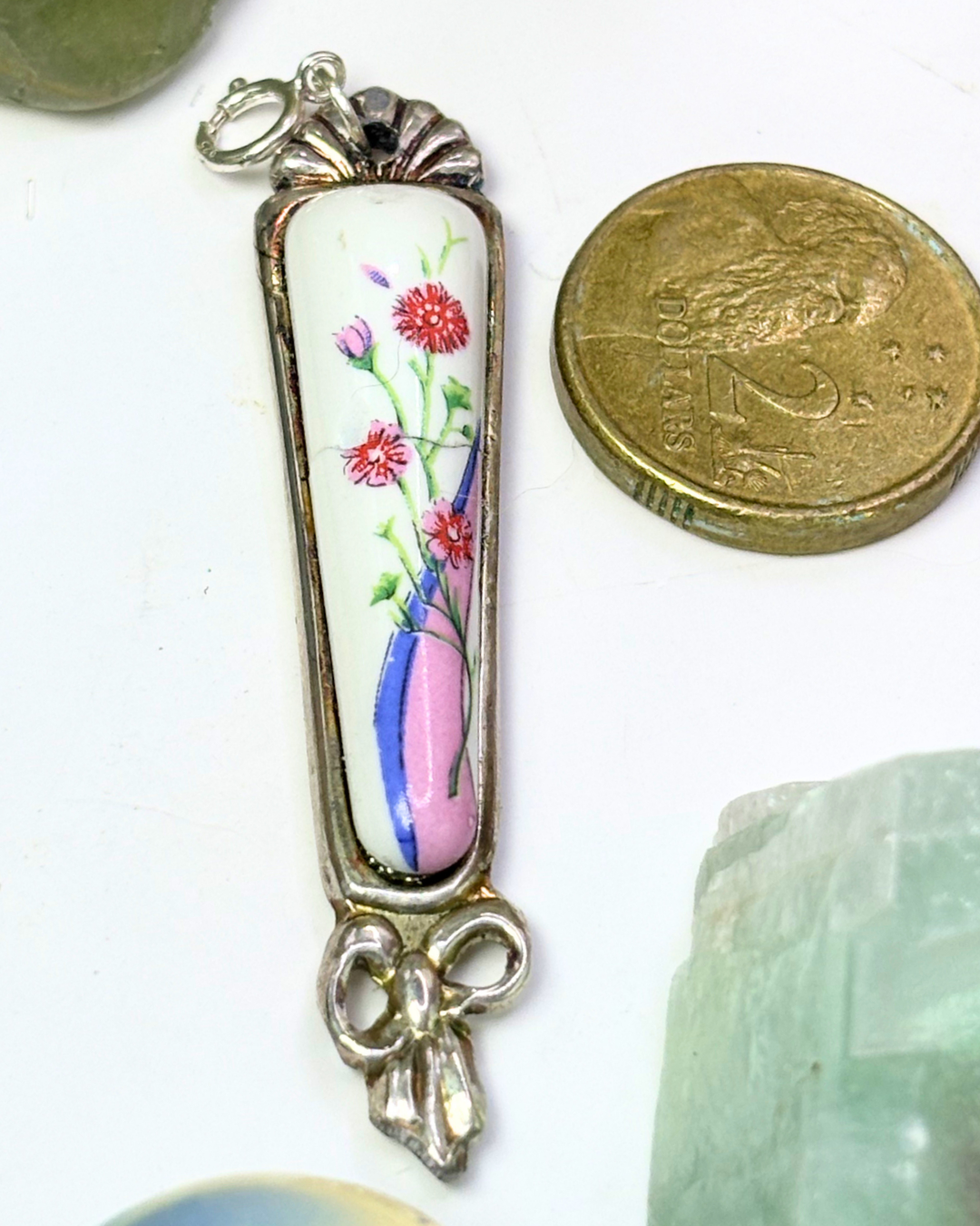 Pink Paper Flower Bow Spoon Charm