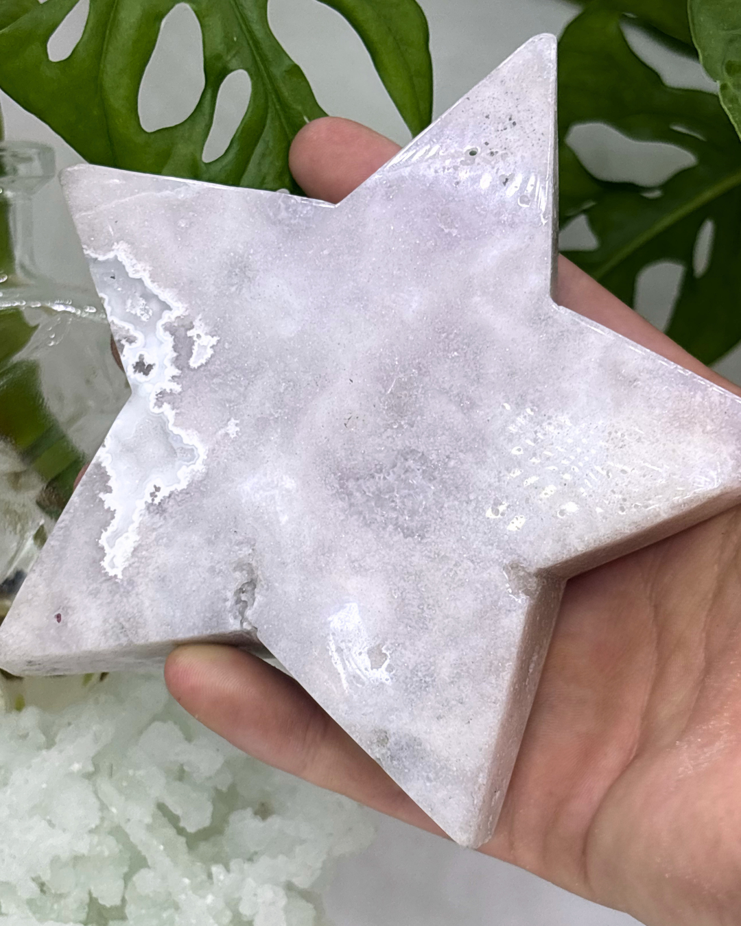 Large Pink Amethyst Star Carving