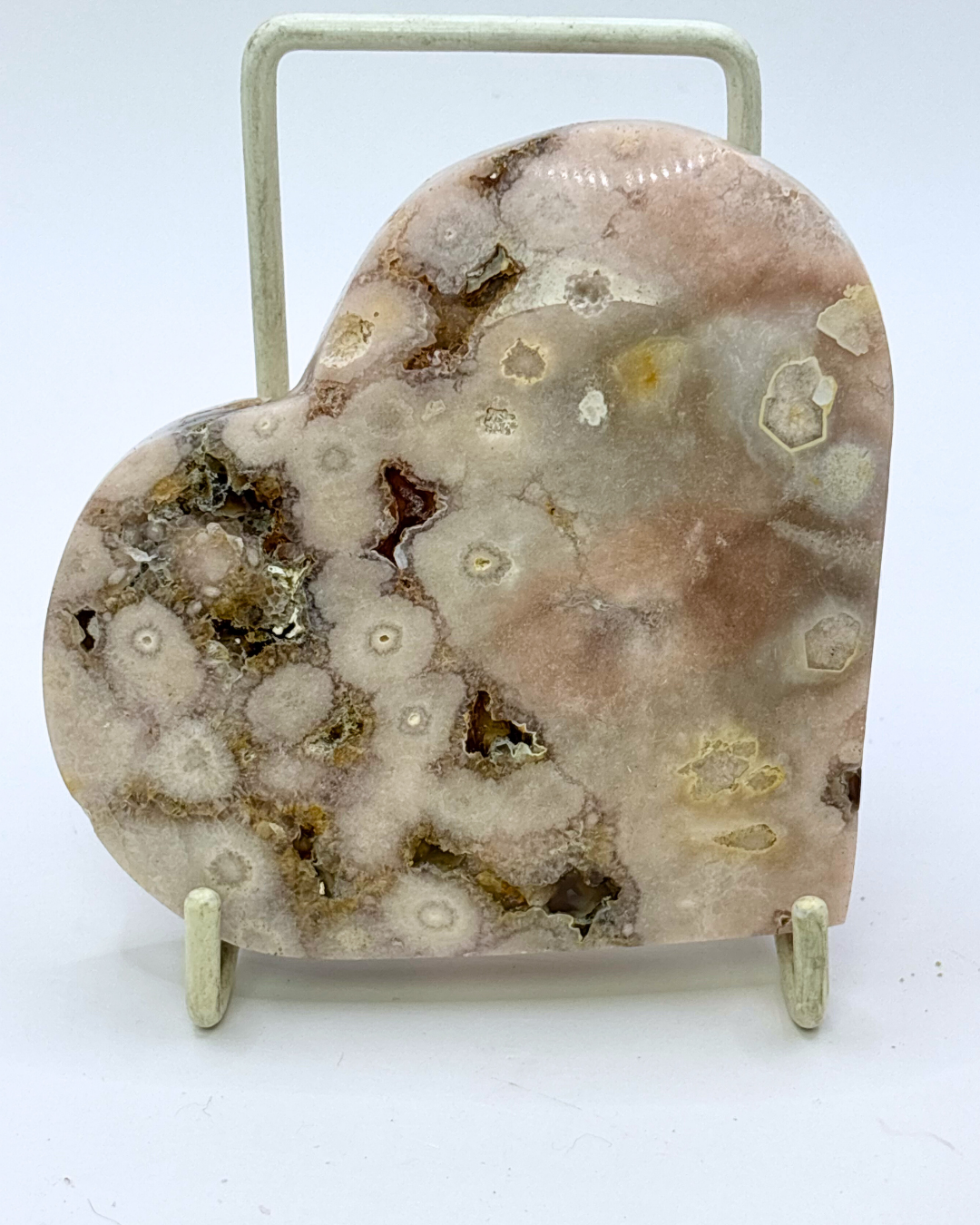 Large Pink Flower Amethyst Heart