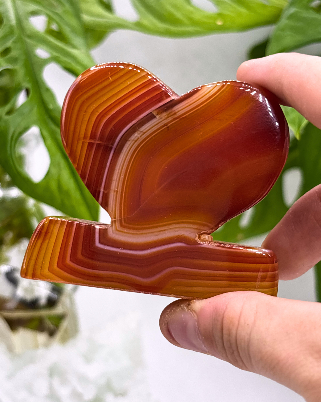 Red Agate Heart Carving