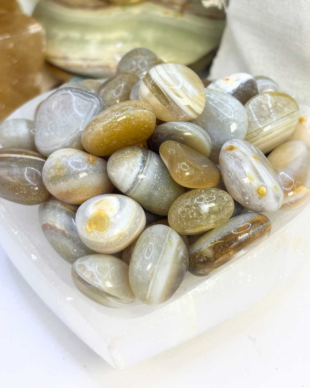 Bulk Yellow Banded Onyx Tumbles 300g
