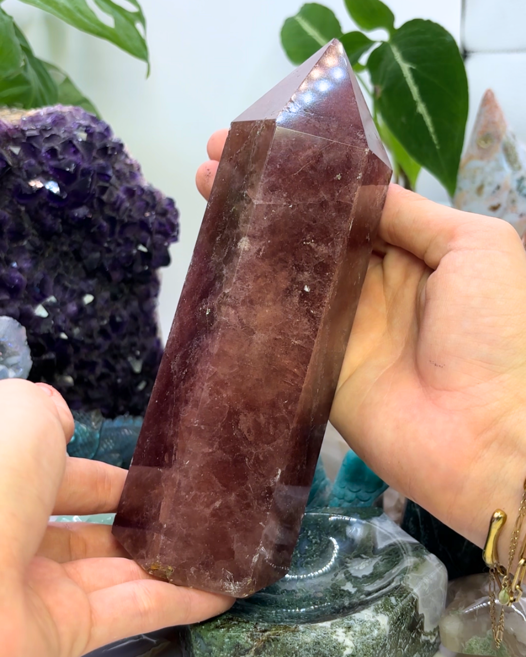 XL Strawberry Quartz Tower