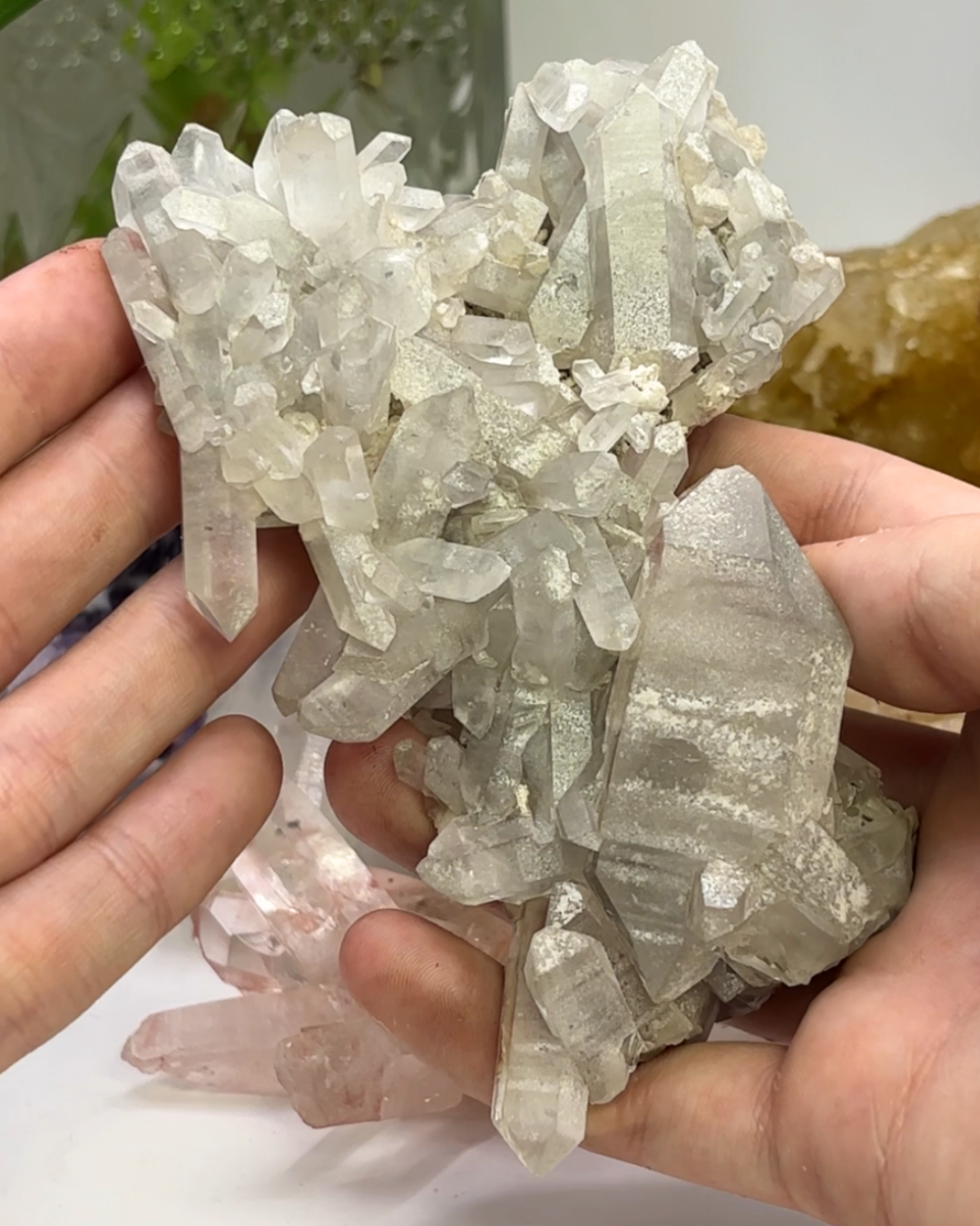 XL Silvery Clear Quartz Cluster Specimen