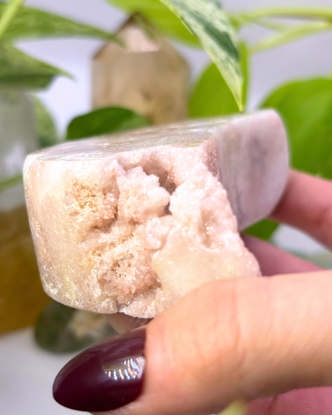 Druzy Large Pink Amethyst Moon