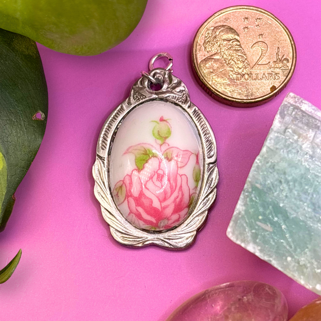 Japanese Rose Silver Spoon Charm