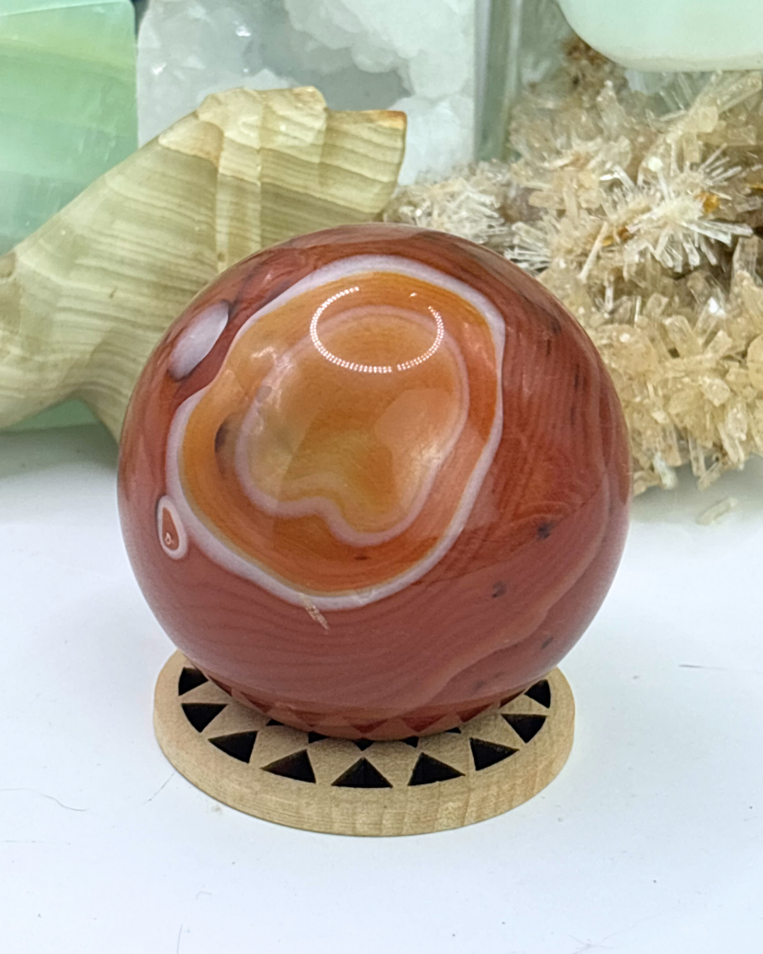 Red Agate Sphere with Stand