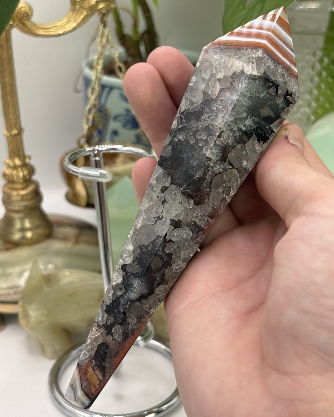 Red Agate Wand with Stand