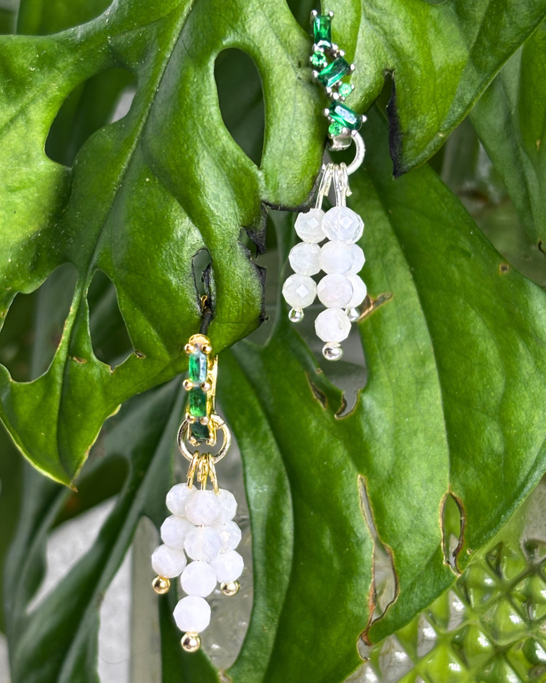 Moonstone Triple Sparkle Charm PAIR