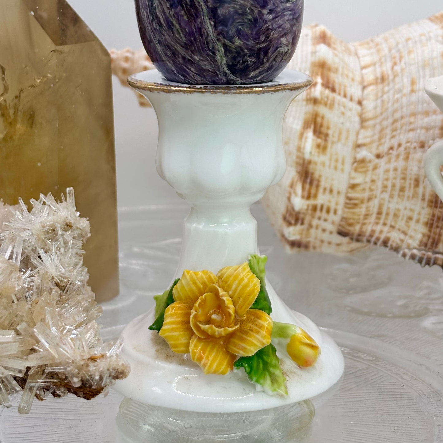 Yellow Flower Candlestick Holder