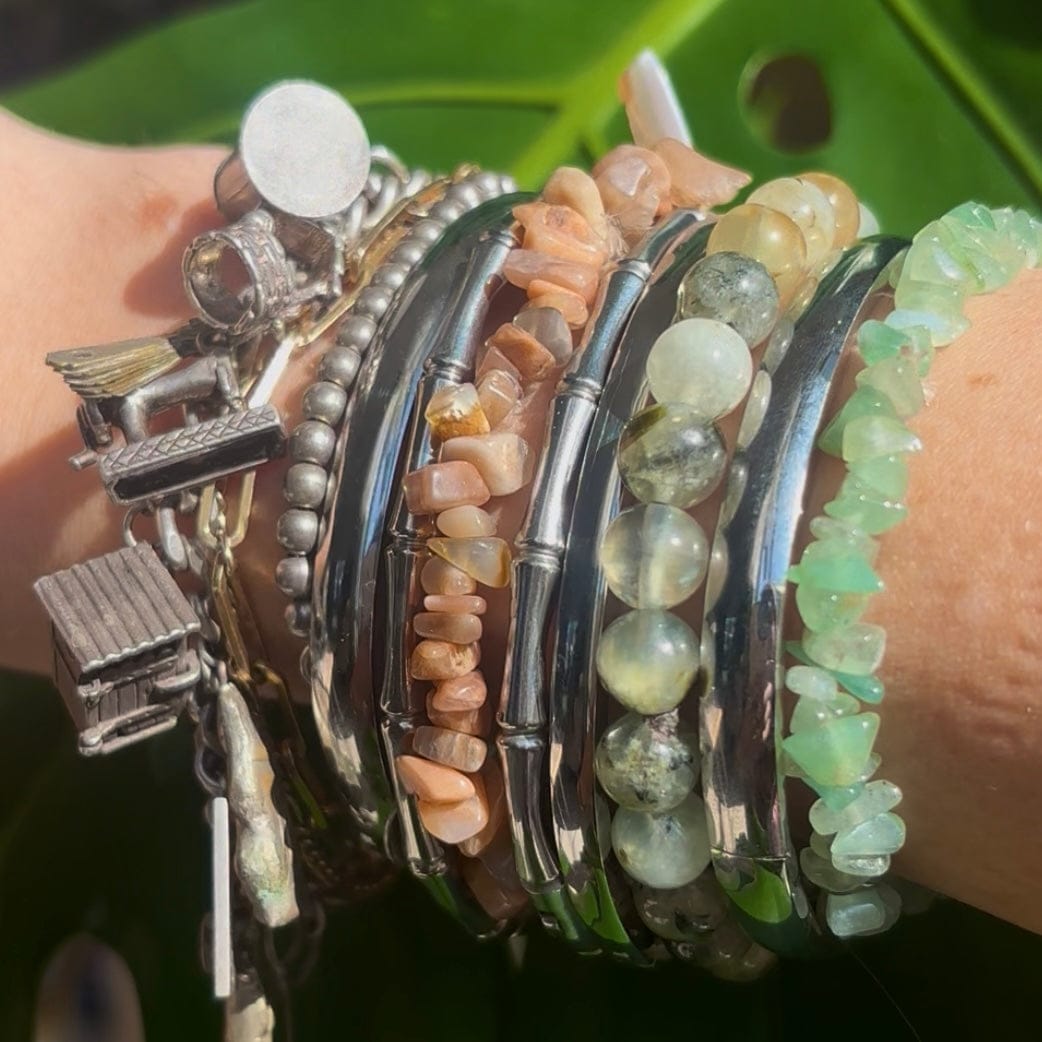 The Guide Crystals Bamboo Silver Bangle