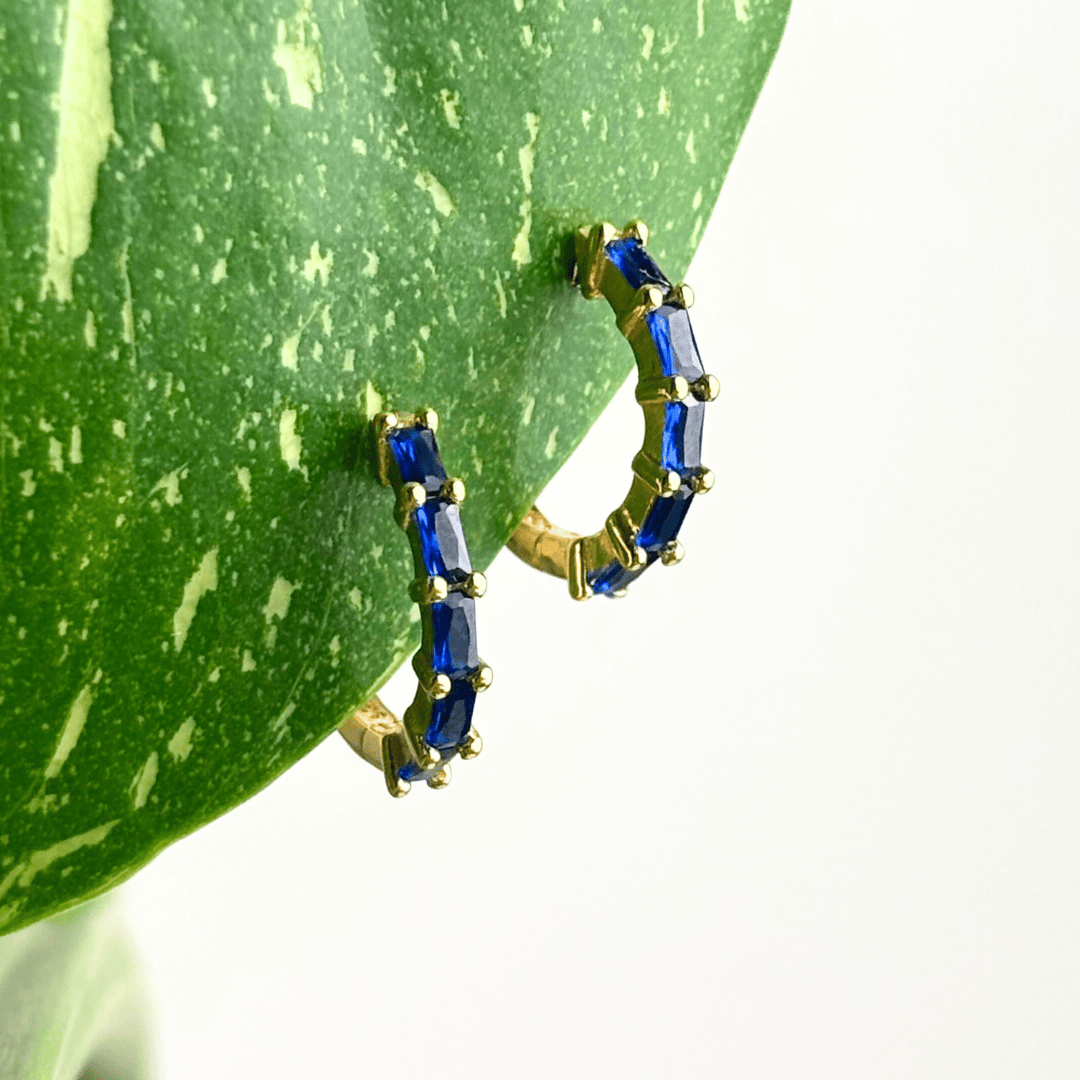 The Guide Crystals Midnight Zirconia Gold Huggie Earrings