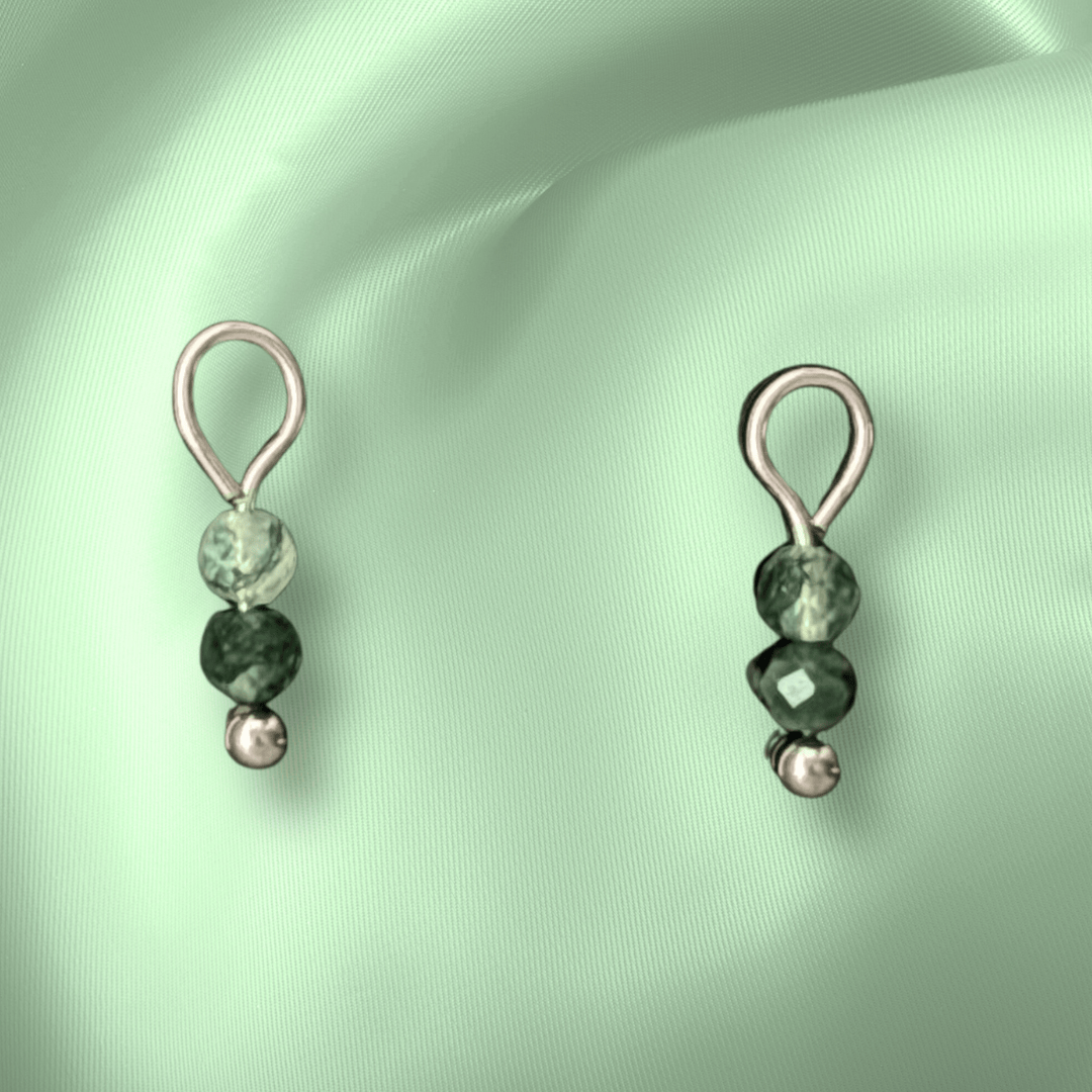 The Guide Crystals Moss Agate Double Dew Drop Crystal Earring Charms