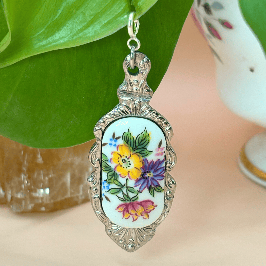 The Guide Crystals Rainbow Flower Silver Spoon Charm