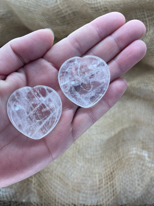 Clear Quartz Worry Heart Stone