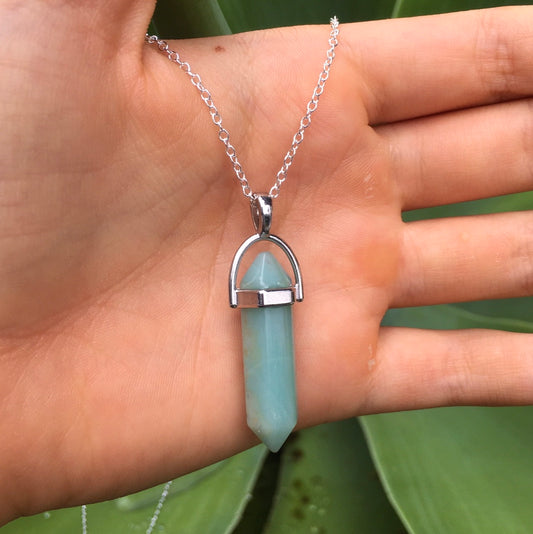 Amazonite Point Silver Necklace