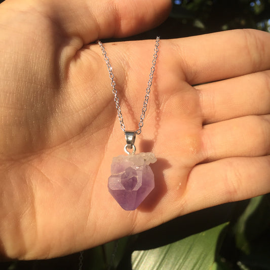 Amethyst Cluster Silver Necklace