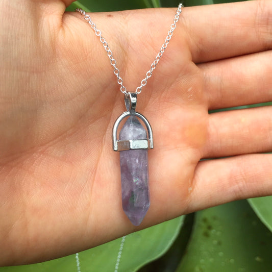 Fluorite Point Silver Necklace