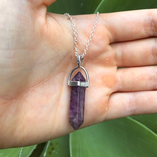 Amethyst Point Silver Necklace