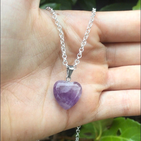 Amethyst Heart Silver Necklace
