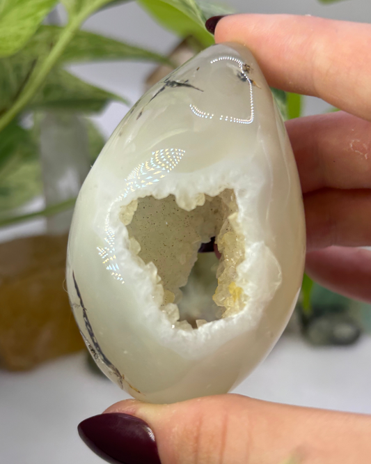 Druzy White Agate Egg
