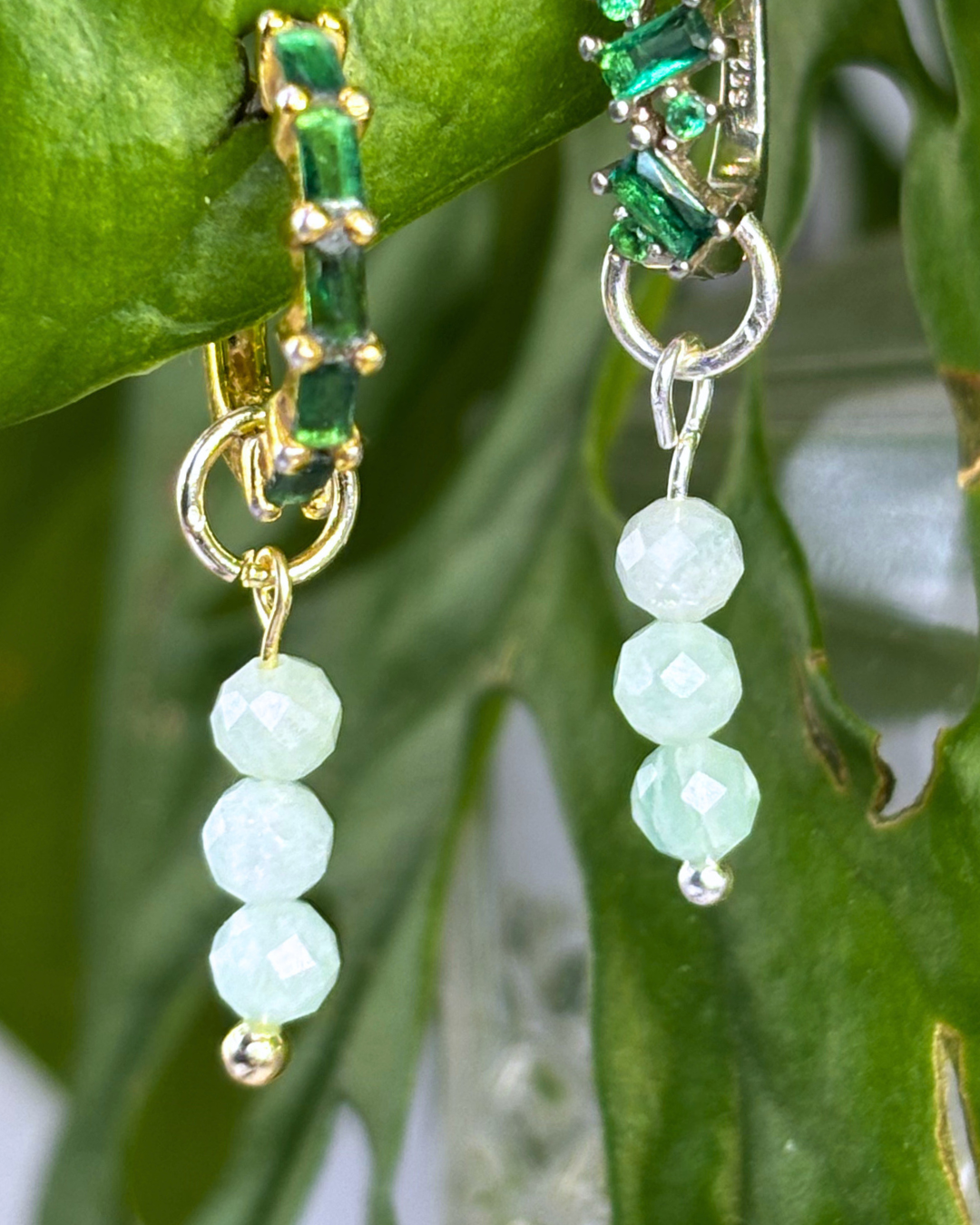 Amazonite Triple Dew Drop Charms PAIR