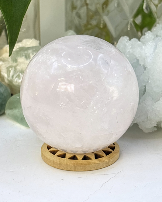 Flashy Rose Quartz Sphere with Stand
