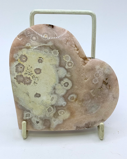 Large Pink Flower Amethyst Heart