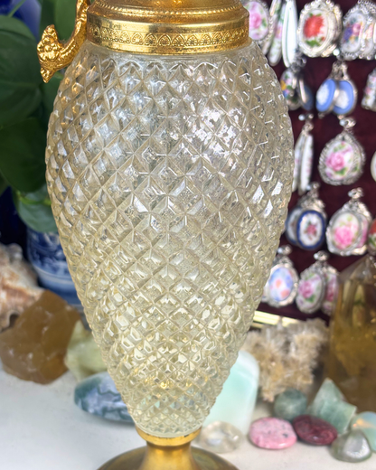 Itallian Crystal Decanter Gold Plated Collar Spout