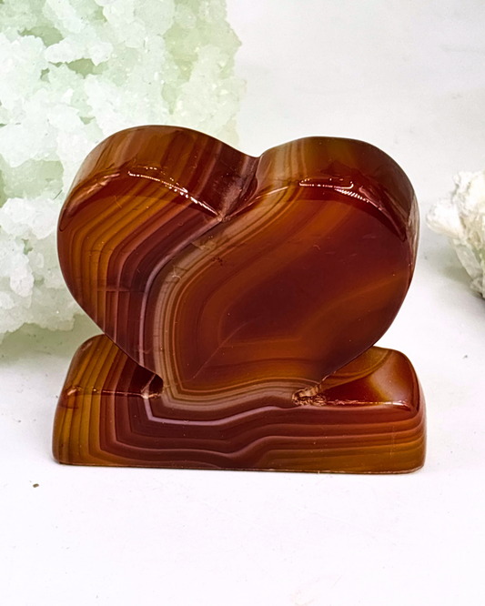 Red Agate Heart Carving