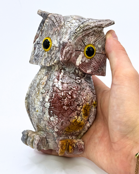 Large Rhodonite Owl