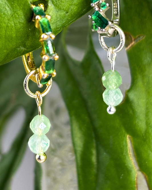 Green Aventurine Double Dew Drop Charms PAIR