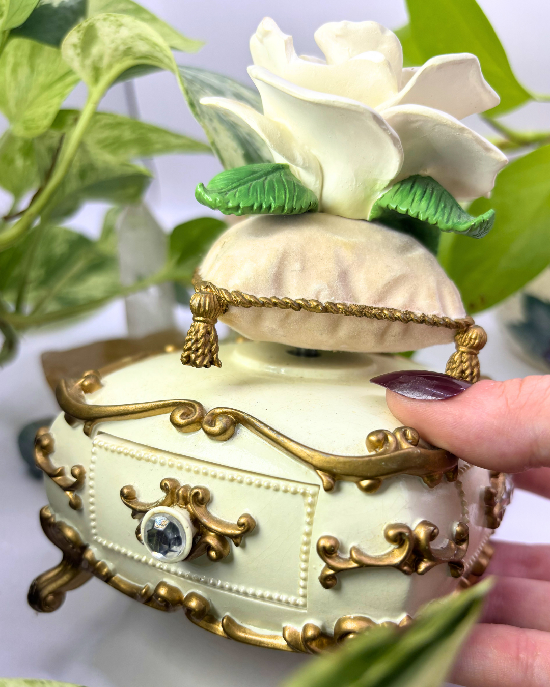 Music Box Rose on Pillow