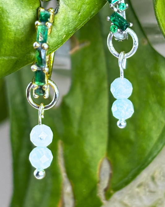 Amazonite Double Dew Drop Crystal Earring Charms