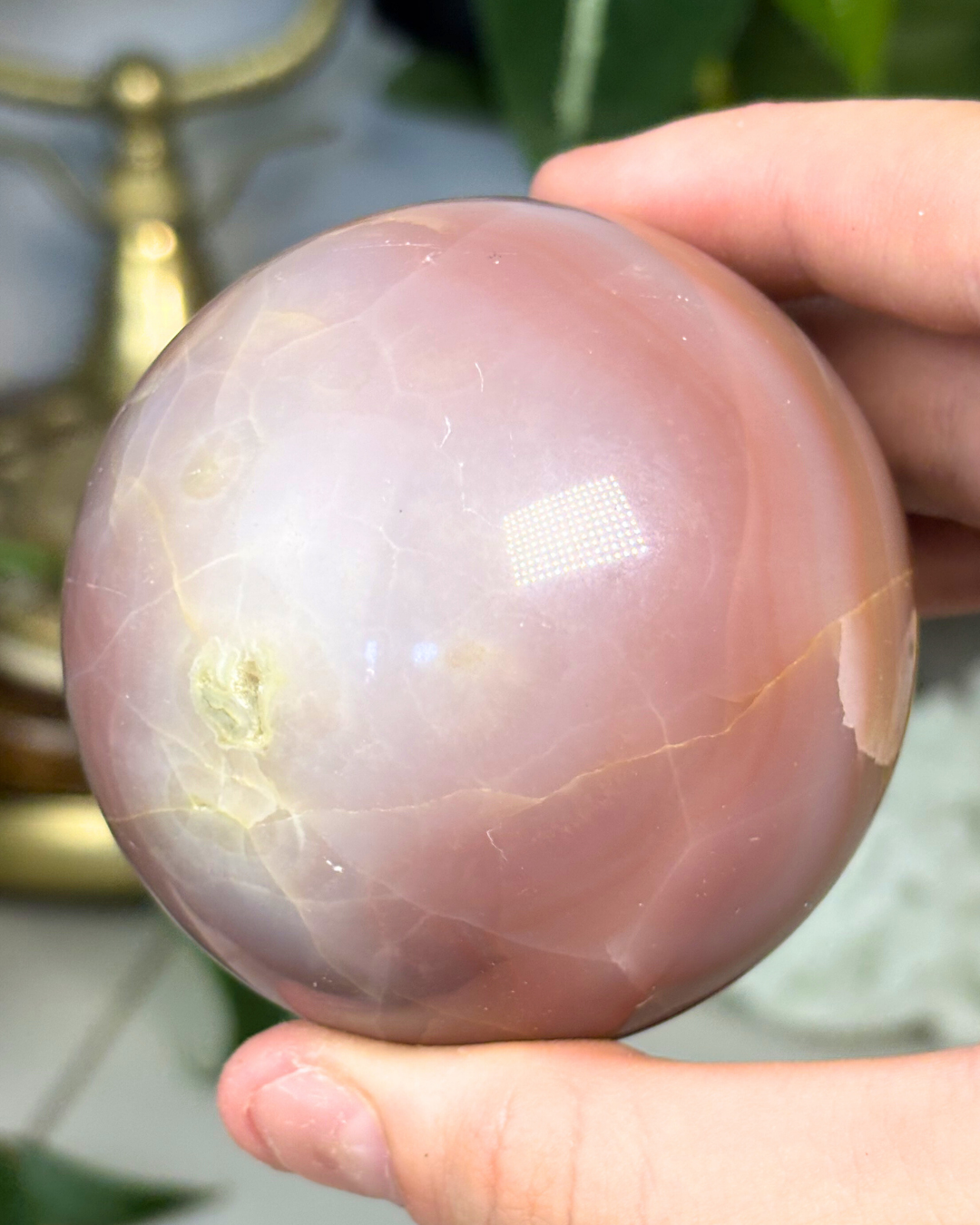 Large Pink Banded Calcite Sphere