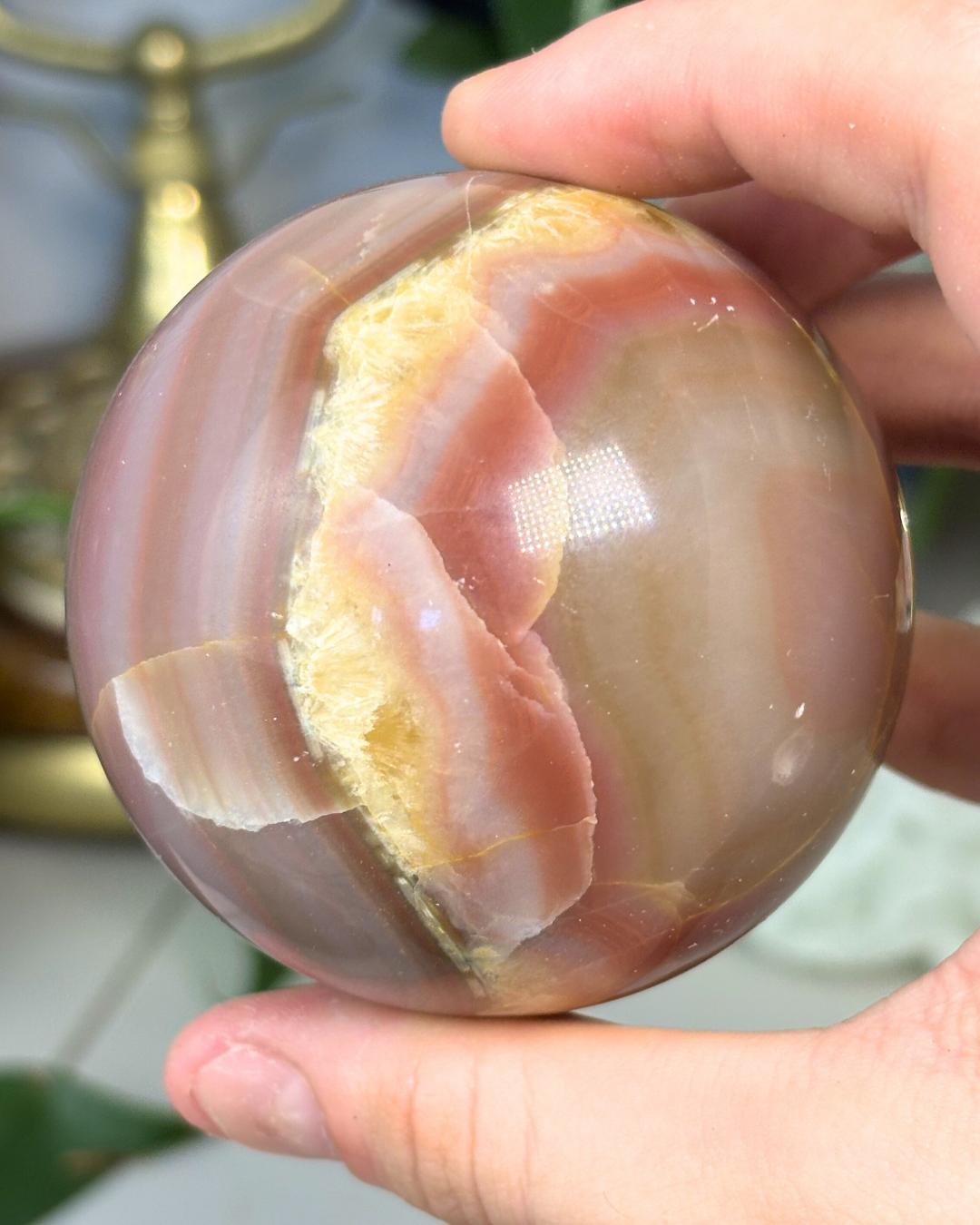 Large Pink Banded Calcite Sphere