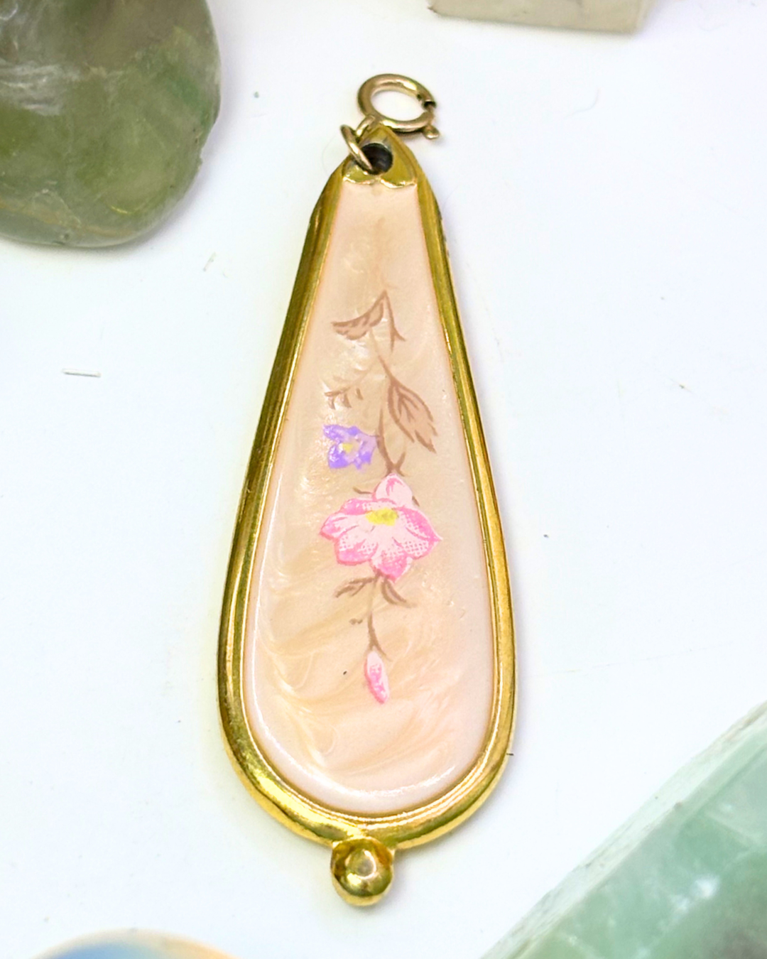 Pink Mother of Pearl Gold Spoon Charm