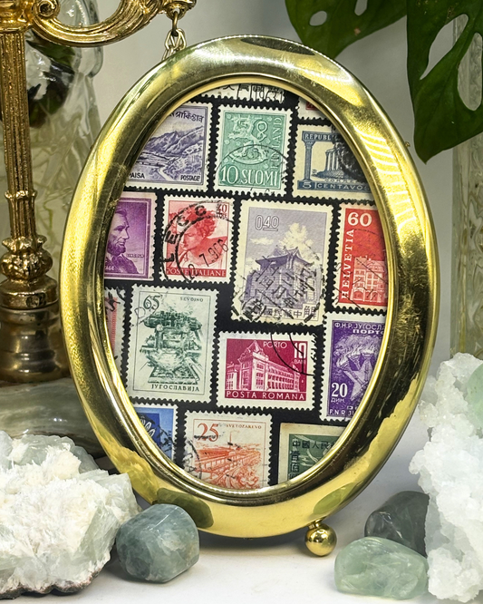 Vibrant Architecture Brass Vintage Stamp Frame