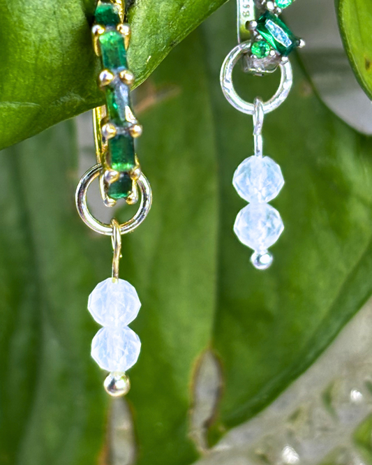 Aquamarine Double Dew Drop Charms PAIR