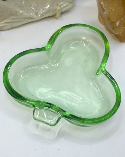 Green Clover Depression Glass Trinket Dish