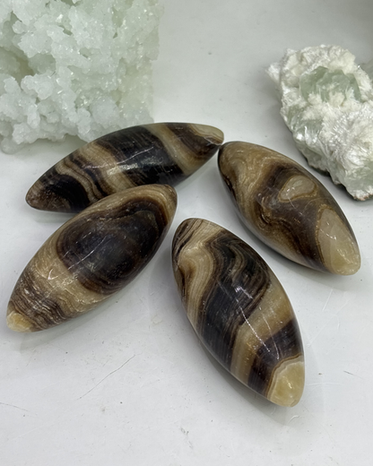 Chocolate Calcite Palm Stone / Shiva Lingham