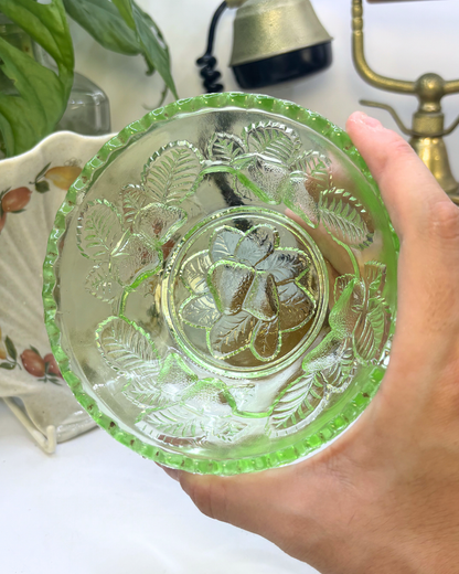 Green Depression Glass Trinket Bowl