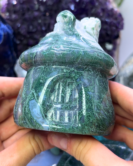 XL Fairy Cottage Moss Agate