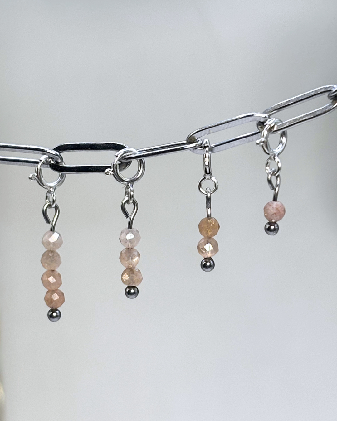 Peach Moonstone Crystal Clips