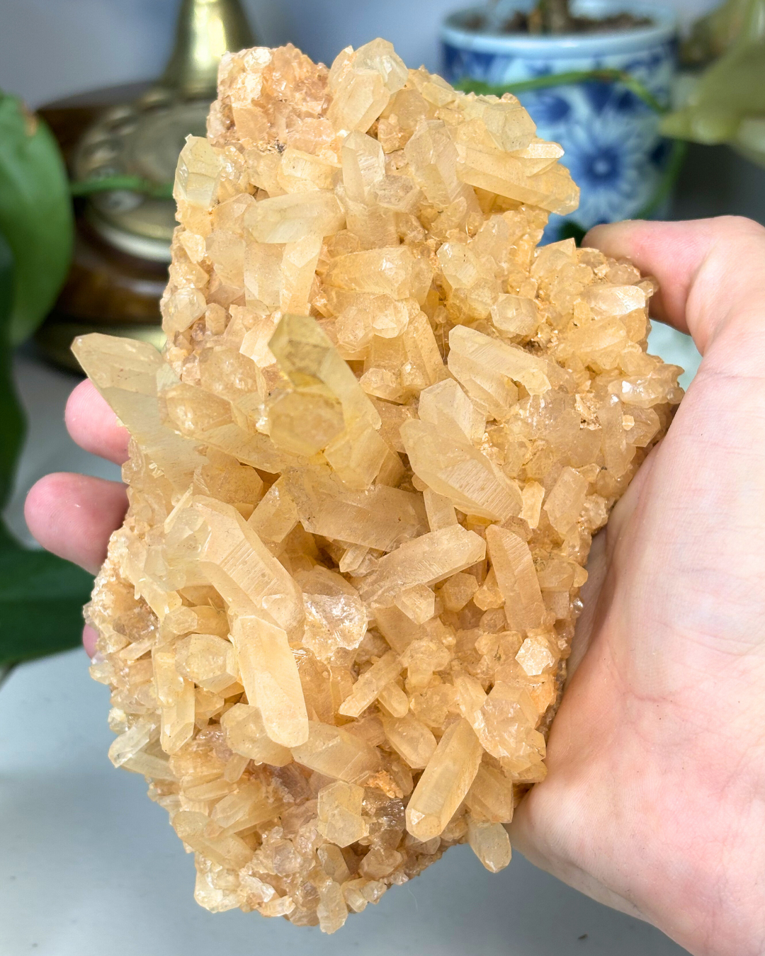 Large Tangerine Quartz Cluster