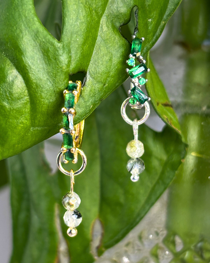 Prehnite Double Dew Drop Charms PAIR