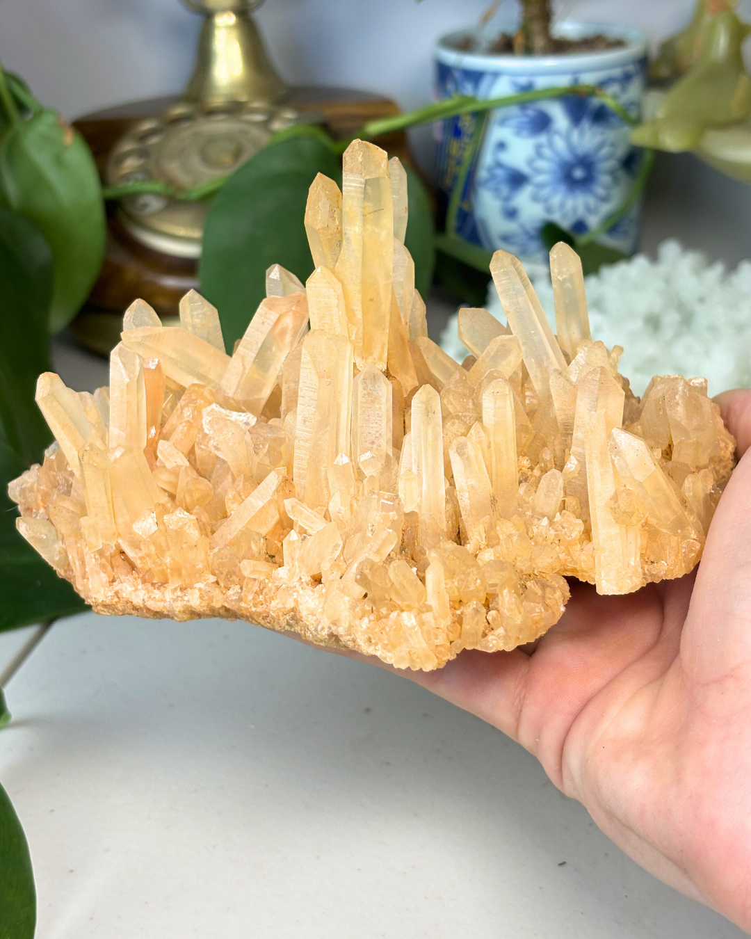 Large Tangerine Quartz Cluster