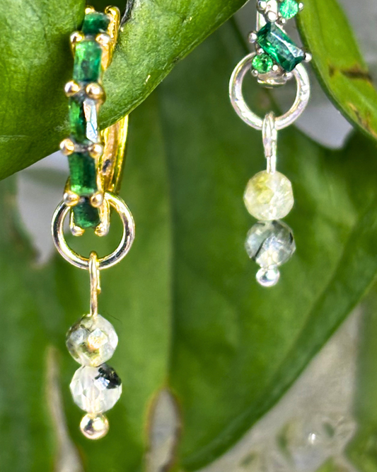 Prehnite Double Dew Drop Crystal Earring Charms