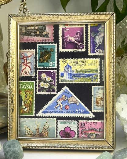 Pastel Postage Brass Vintage Stamp Frame