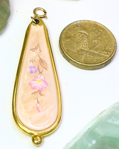 Pink Mother of Pearl Gold Spoon Charm
