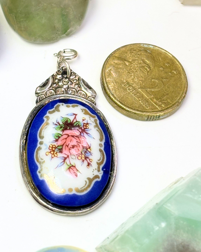 Royal Blue Rose Silver Spoon Charm